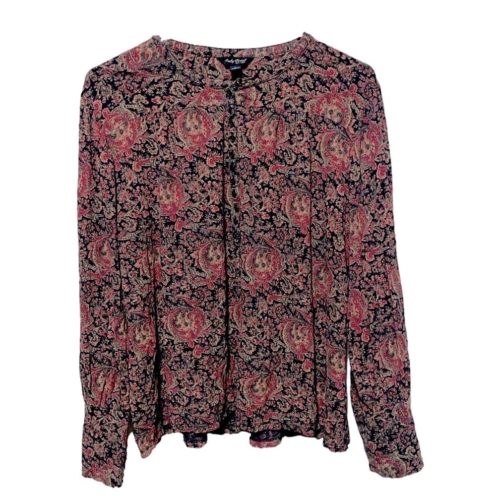 Lucky Top Women Large Paisley Peasant Retro Shabby Boho Hippie Dark Fairy Grunge